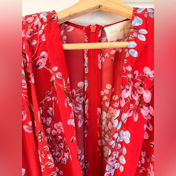 NWOT BRONX AND BANCO BEDOUIN MINI DRESS Elegant Red Floral - Picture 5 of 15